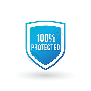 安全护盾素材100 受保护的护盾概念  100 个安全徽章图标 隐私保证盾横幅 安全保证标签 防御标签 在白色背景上孤立的矢量图商业水利套管插画
