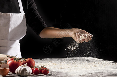 紧紧握着面粉的手面包师小屋男性厨房生活男人乡村面包房星星生态背景图片