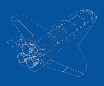 航天飞机  3 的矢量渲染艺术草图插图科学宇宙旅游飞机假期火箭绘画背景图片
