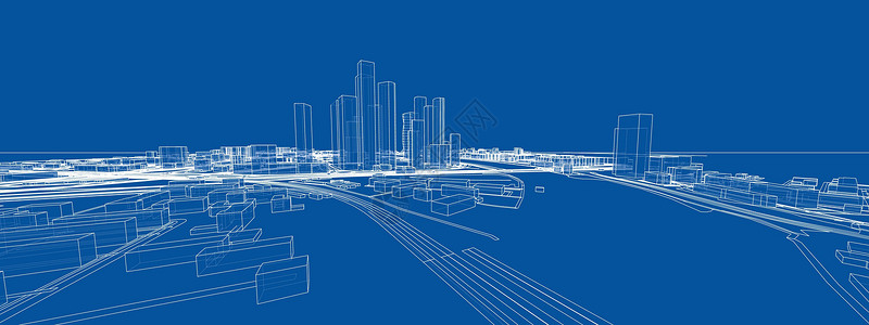 矢量 3d 城市景观 建筑物和道路建筑师草图工程横幅房子商业大街蓝图插图设计师背景图片