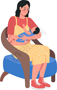母亲与婴儿半扁平颜色矢量特征高清图片
