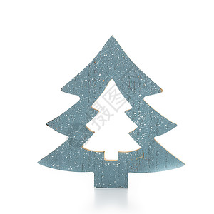 圣诞树在白色背景上被隔离金子庆典松树风格装饰品绿色锥体云杉装饰背景图片