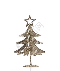 圣诞树在白色背景上被隔离松树装饰品风格庆典锥体装饰绿色金子云杉背景图片