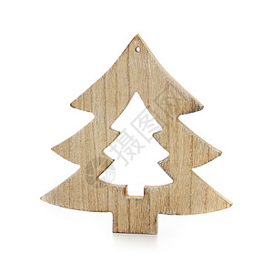 圣诞树在白色背景上被隔离装饰装饰品庆典绿色松树云杉锥体风格金子背景图片