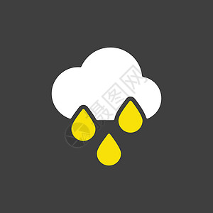 带有雨滴矢量图标的雨云 天气信号插图下雨雨量气候温度黑色气象预报天空季节背景图片