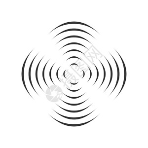 螺旋旋转用于旋转螺旋桨的对称几何装饰图案 黑色圆圈线  3d 光学错觉效果 在白色背景上孤立的矢量图插画