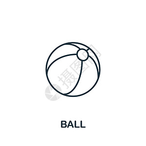 婴儿用品系列中的球形图标 用于模板网页设计和信息图表的简单线元素球符号背景图片