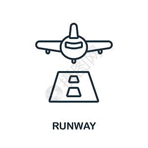 机场集合中的跑道图标 用于模板网页设计和信息图表的简单线条跑道图标插画