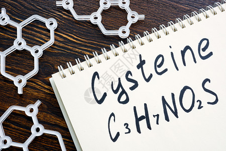 笔记本上有手写化学方程式的Cystene背景图片