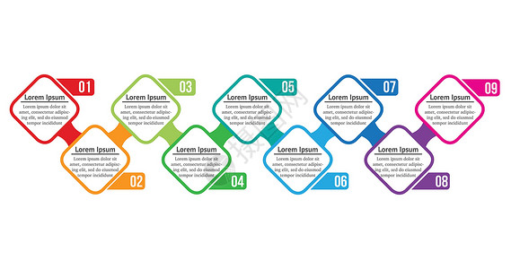 9个矢量信息图表正方形有 9 个选项或步骤 经营理念的信息图表 可用于演示工作流布局流程图流程图信息图插图团队金融网站日程横幅网络商设计图片