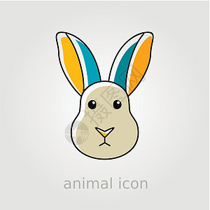 兔子图标 它制作图案的农场动物矢量哺乳动物野兔标签农业宠物家畜插图食物化身背景图片