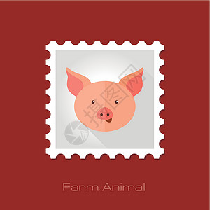 猪平邮票 动物头矢量图农业化身家畜食物哺乳动物标签邮政插图邮戳生物背景图片