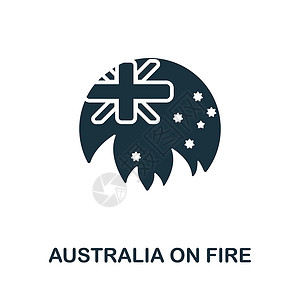 澳大利亚收藏的澳大利亚火灾图标 用于模板网页设计和信息图表的简单线条澳大利亚火灾图标设计图片