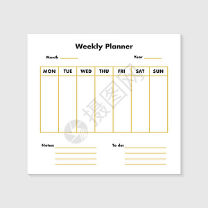 每周计划表笔记本办公室图表日历信息学校教育日程笔记白色设计图片