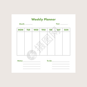 每周计划表白色商业信息数字日程笔记本议程日记教育插图设计图片