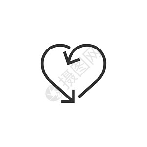 爱由心生由制成的心 纵横交错的时髦箭头 在白色背景上孤立的矢量图设计图片