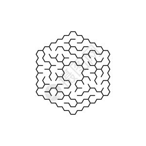 六角形标贴六角形的圆形迷宫 在白色背景上孤立的矢量图插画
