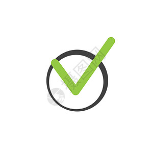 投票标志检查列表按钮图标 圆形标志中的复选标记 在白色背景上隔离的矢量图标签测试插图协议网络黑色盒子圆圈投票清单插画