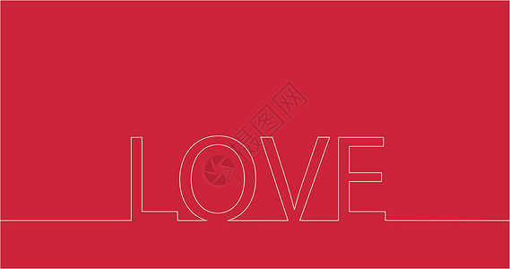 连续画出爱这个词 在红色背景上孤立的种群矢量图背景图片