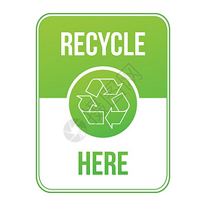 垃圾回收标志在这里回收绿色标志 在白色背景上孤立的股票矢量图插画