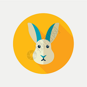 兔子肉长阴影的兔子平面图标插图家畜标签生物宠物食物动物野兔农场化身插画
