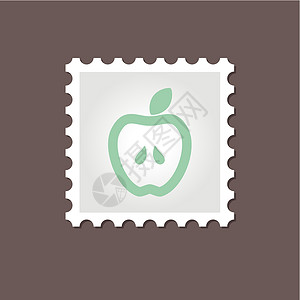 苹果邮票 大纲矢量插图邮戳果汁邮资食物邮政饮食贴纸水果标签背景图片