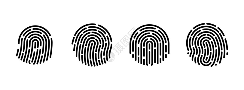 验证码图片指纹图标 矢量指纹触摸 ID 图 验证码插画