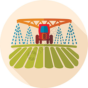 洒水农业拖拉机浇水施肥场 ico农田园艺农业农民灌溉机械插图场地肥料洒水器插画