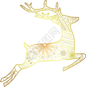 金鹿鹿金隔离购物问候语季节贴纸装饰风格动物打印荒野标签插画