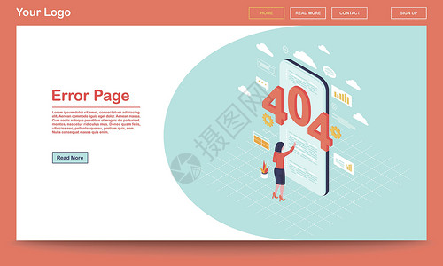 页面找不到错误页面等距着陆页模板 智能手机上的 404 断开链接通知 网页搜索故障体验 带有文本 spac 的网页上找不到服务器消息插画