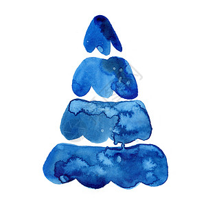 手绘冬季的树孤立在白色背景上的水彩冬季圣诞树 用于打印纹理壁纸或贺卡的手绘插图云杉 蓝色 美丽的水彩艺术 松树植物森林庆典水彩画风格季节问候背景