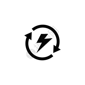 可再生能源更新电气 平面矢量图标说明 白色背景上的简单黑色符号 用于 web 和移动 UI 元素的可再生能源更新电气标志设计模板背景图片