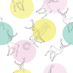 鹿头无缝模式猎人潮人鹿角织物艺术纺织品荒野野生动物哺乳动物礼物背景图片