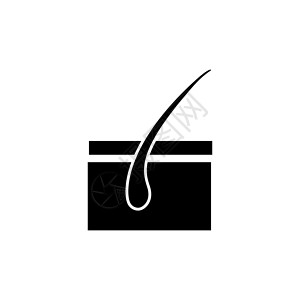 黑色真皮生长毛囊毛球治疗 平面矢量图标说明 白色背景上的简单黑色符号 用于 web 和移动 UI 元素的生长毛囊治疗标志设计模板插画