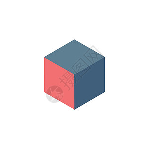 简单的立方体等距标志 concept3在白色背景上隔离的矢量图解插画