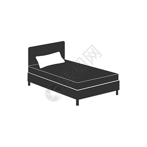 床垫设计素材单人床图标 矢量插画平面设计家具休息时间旅行服务酒店网络旅馆毯子房间插画