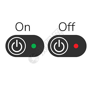 onON OFF 按钮或带指示灯的开关 在白色背景上孤立的股票矢量图设计图片