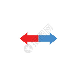 左拐箭头红色和蓝色的左右箭头图标 箭头符号 在白色背景上孤立的股票矢量图插图交换互联网黑色定位绿色网络运动阴影反射插画
