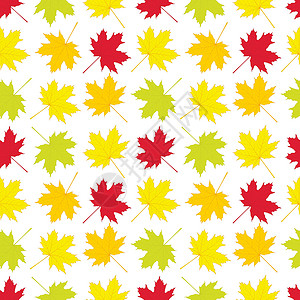 十月1号五颜六色的秋天枫叶无缝图案 用于包装纸壁纸图案填充网页背景等 矢量图  EPS1墙纸包装纸手绘织物季节装饰叶子植物绘画插图插画