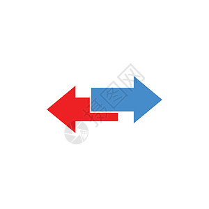 红色和蓝色的左右箭头图标 箭头符号 在白色背景上孤立的股票矢量图插图交换黑色网络技术反射传播运动绿色定位插画