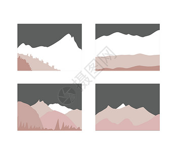 阿尔卑斯山风景组的山地景观 雪冰顶和装饰隔离插画