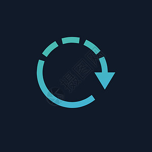 炫彩蓝色环形箭头刷新图标 带有虚线箭头的备份符号  Web 更新标志 在蓝色背景上孤立的股票矢量图插画