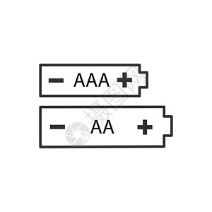 累加器AA 和 AAA 碱性电池图标集 在白色背景上孤立的股票矢量图插画