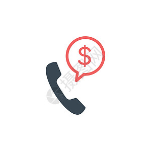 带有聊天气泡和美元符号的商务电话商务对话电话图标 谈钱 在白色背景上孤立的股票矢量图插画