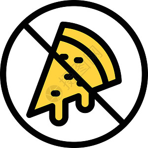 不允许警告贴纸卡通片圆形禁令饮食香肠辣椒标签垃圾背景图片