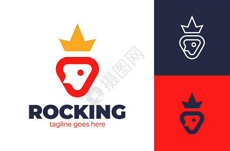 国王火箭标志 简单的火箭和王冠载体Logo图标设计品牌力量波峰插图飞船公主天空标识商业星系背景图片