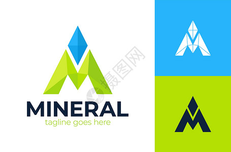 矿山标志M 负空间矿物标志 平线钻石三角标志型号食物字体生态艺术品牌身份插图公司海浪字母设计图片