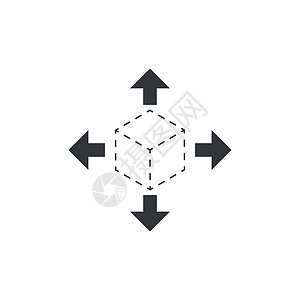 上与右方向箭头带有四个不同方向箭头的物流立方体盒包装 在白色背景上孤立的股票矢量图网络技术机构材料货物推广用户品牌旅行空气设计图片