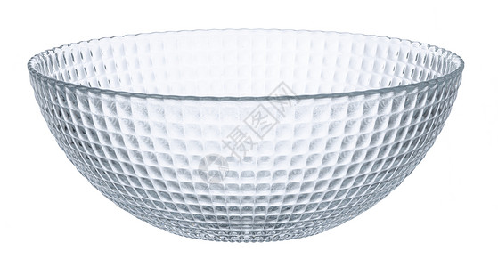 透明玻璃碗白色背景上孤立的空玻璃碗餐具器皿陶器厨具盘子用具玻璃厨房背景