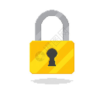 修锁矢量平面设计像素艺术的挂锁 锁在白色背景上被隔离插画